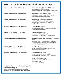 Programa del XXVI Festival Internacional de Música de Ibiza 2025 Programa del XXVI Festival Internacional de Música de Ibiza 2025